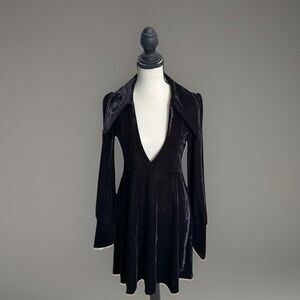 Killstar Hecate Velvet Plunge Dress Black Gothic Mini NWT Small